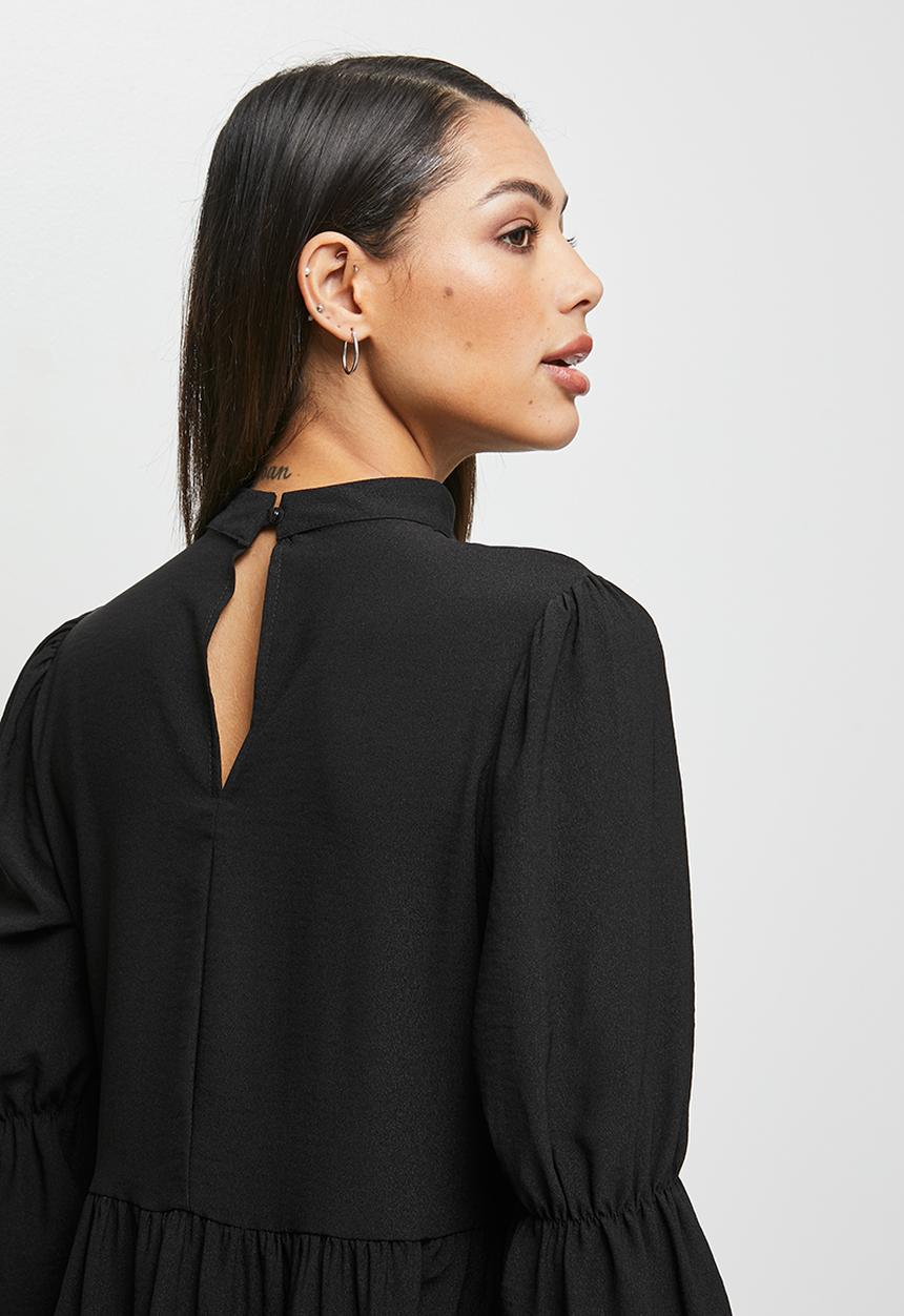 MILLA - Tiered turtle mini dress - black 