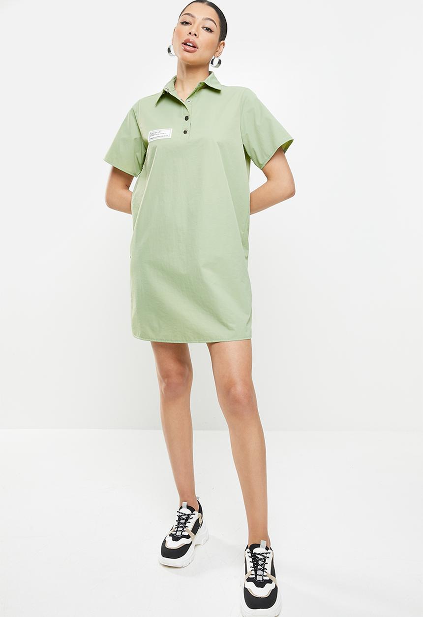 Missguided - Badge oversized shirt dress short sleeve nylon - mint