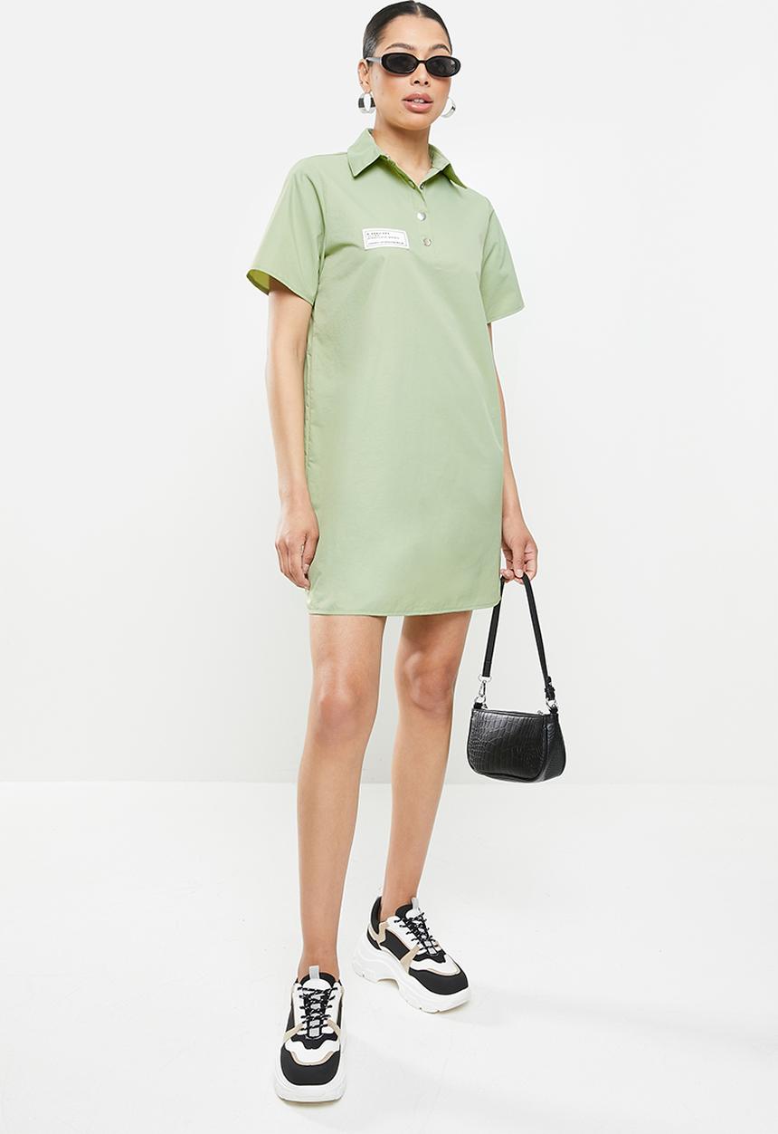 Missguided - Badge oversized shirt dress short sleeve nylon - mint
