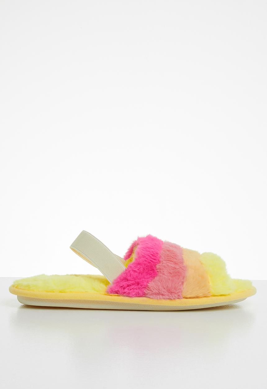 Jada - Rainbow fluffy slipper - yellow & pink