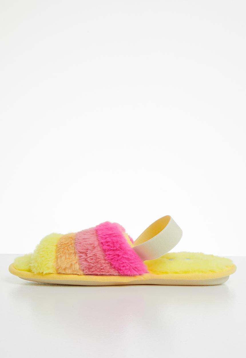 Jada - Rainbow fluffy slipper - yellow & pink