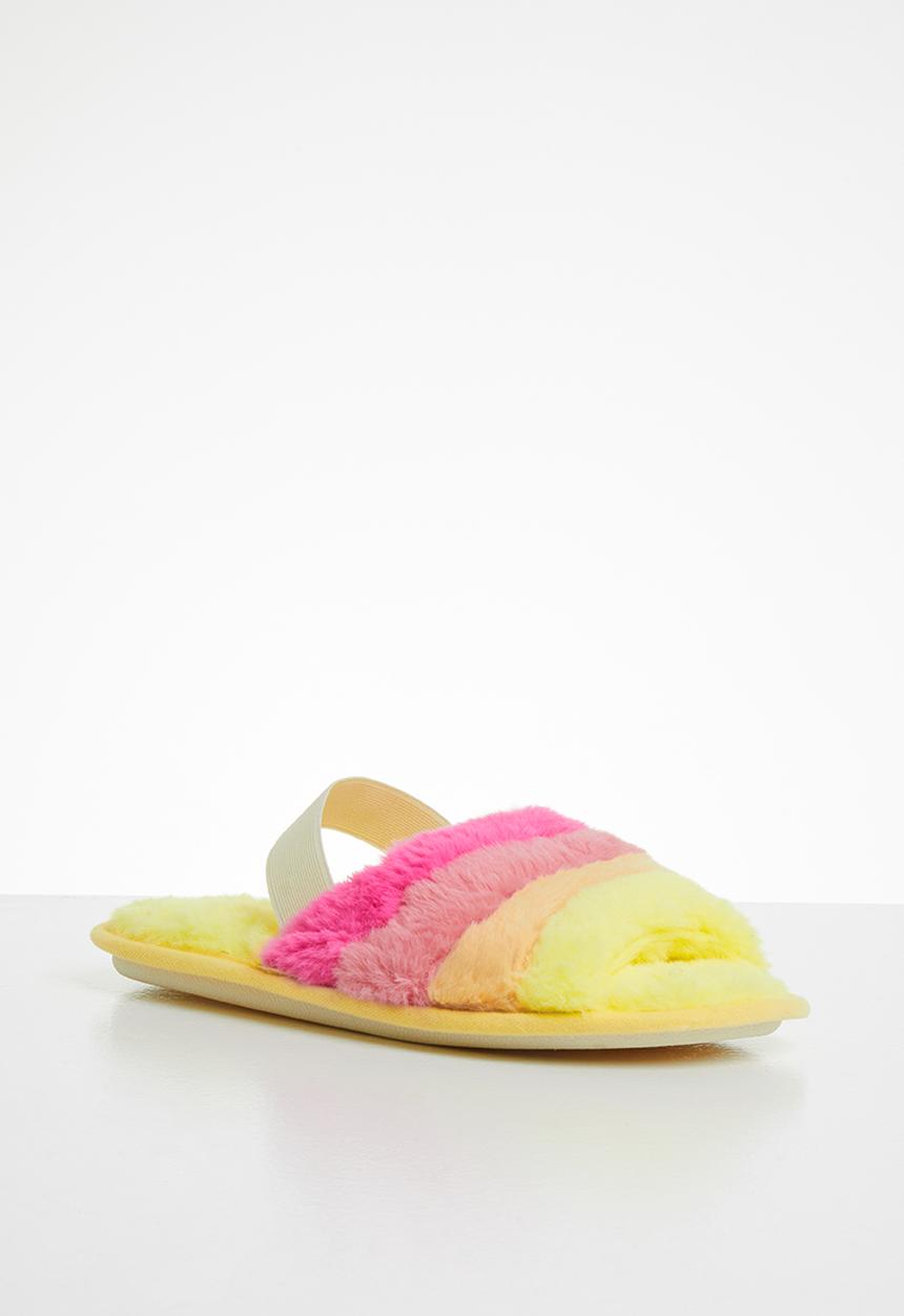 Jada - Rainbow fluffy slipper - yellow & pink