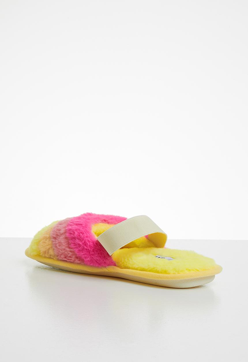 Jada - Rainbow fluffy slipper - yellow & pink