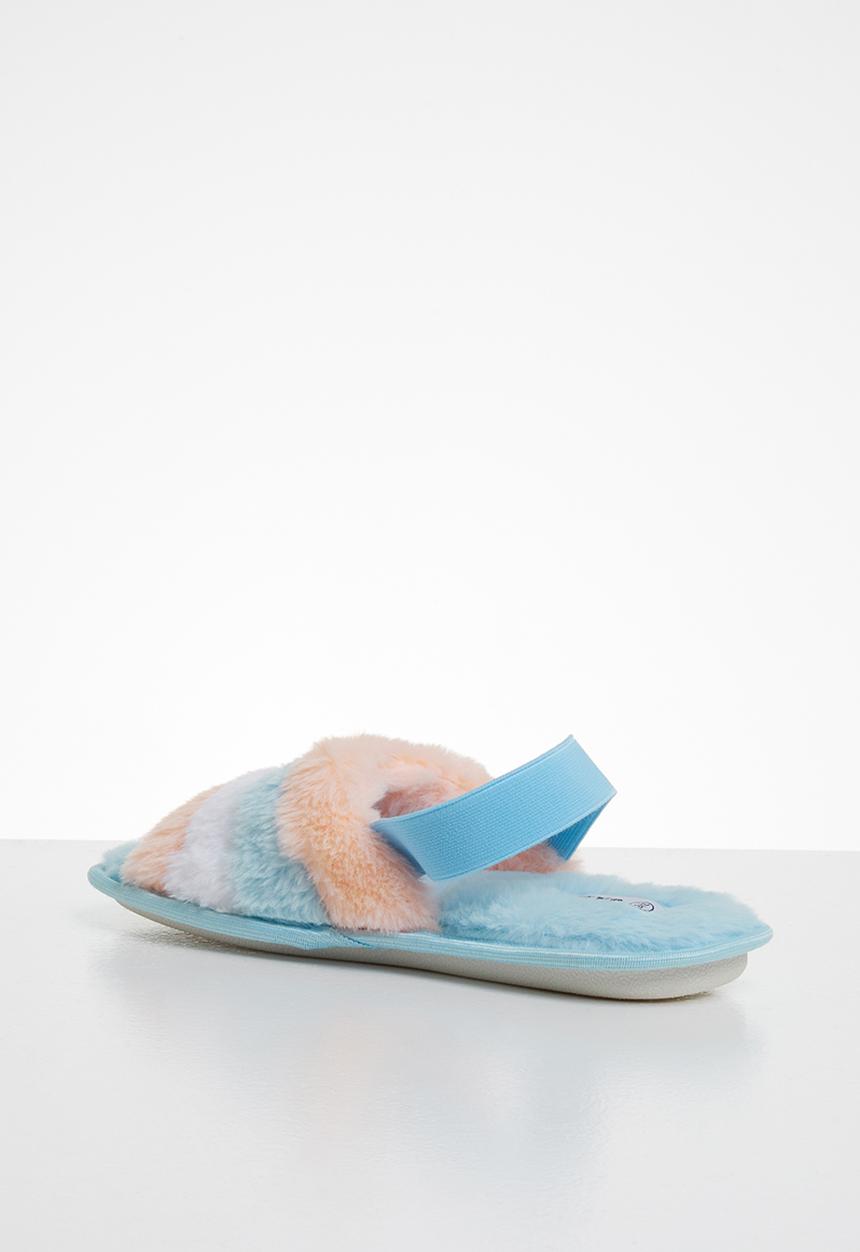 Jada - Rainbow fluffy slipper - blue & pink