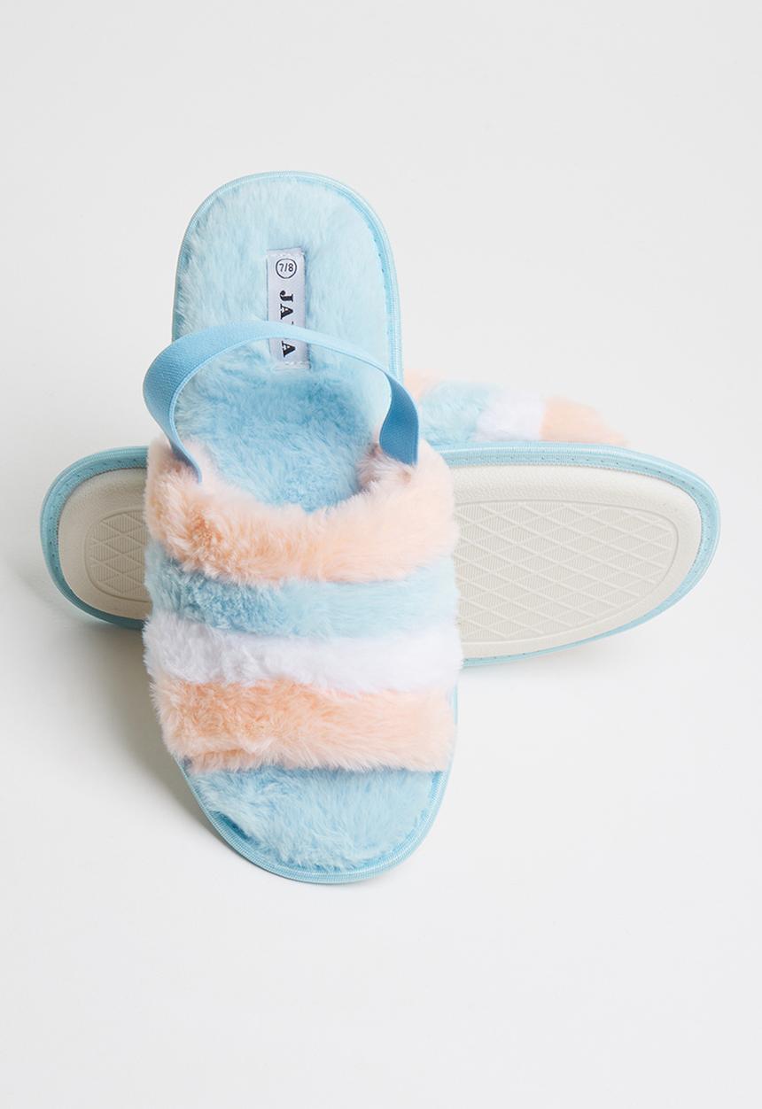 Jada - Rainbow fluffy slipper - blue & pink