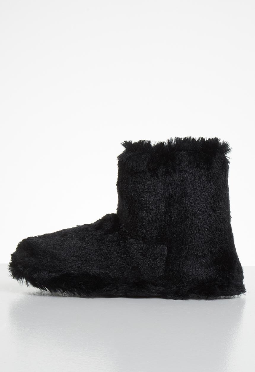 Jada - Fluffy slipper boot - black