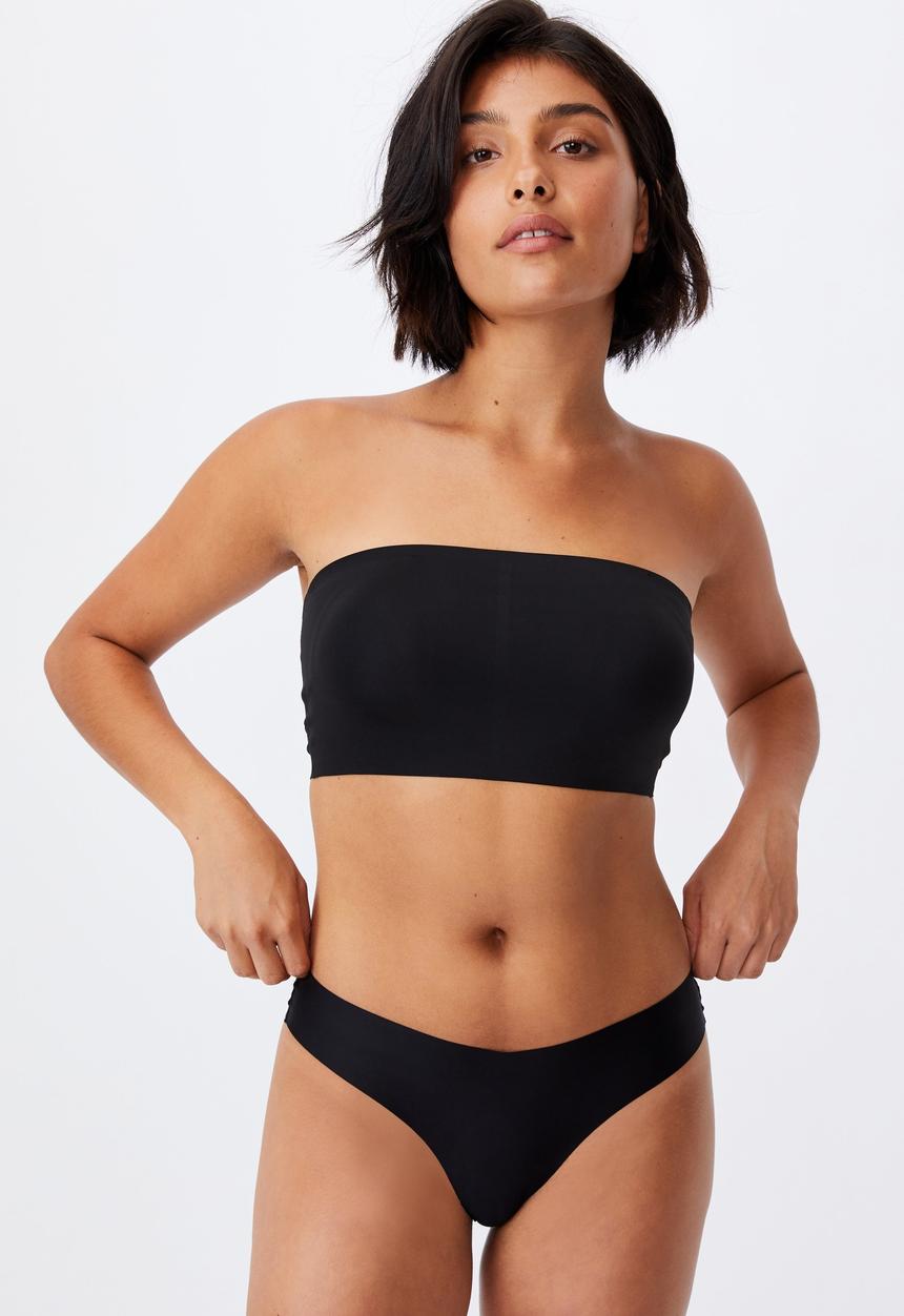 Cotton On - Invisible bonded bandeau - black
