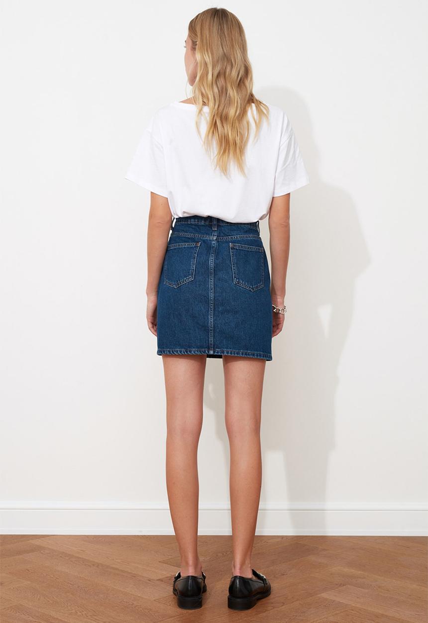 Trendyol - Basic mini denim skirt - indigo