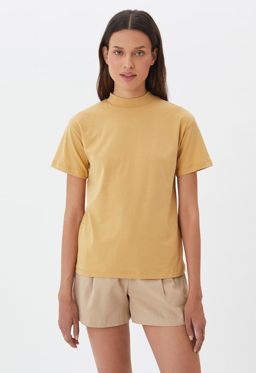 Trendyol - Stand collar basic knitted t-shirt - camel