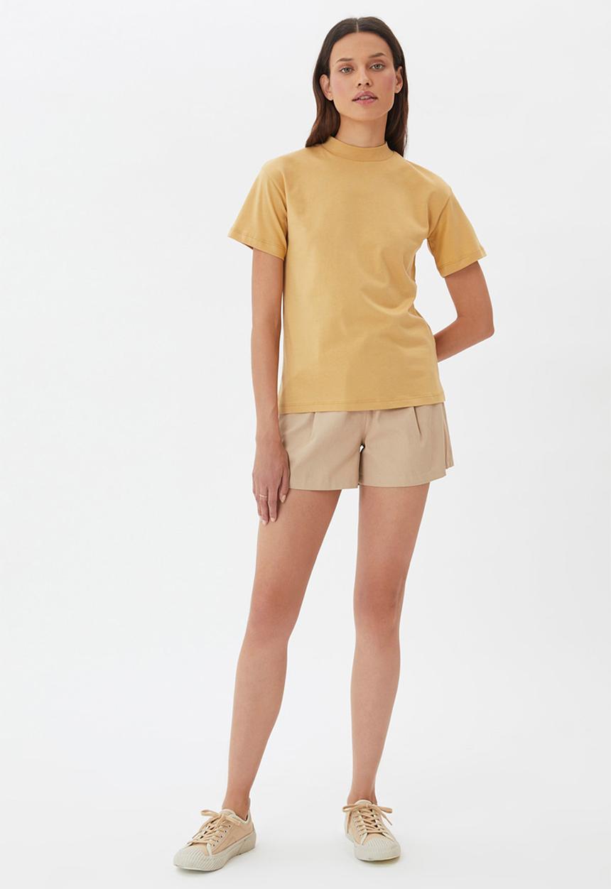 Trendyol - Stand collar basic knitted t-shirt - camel