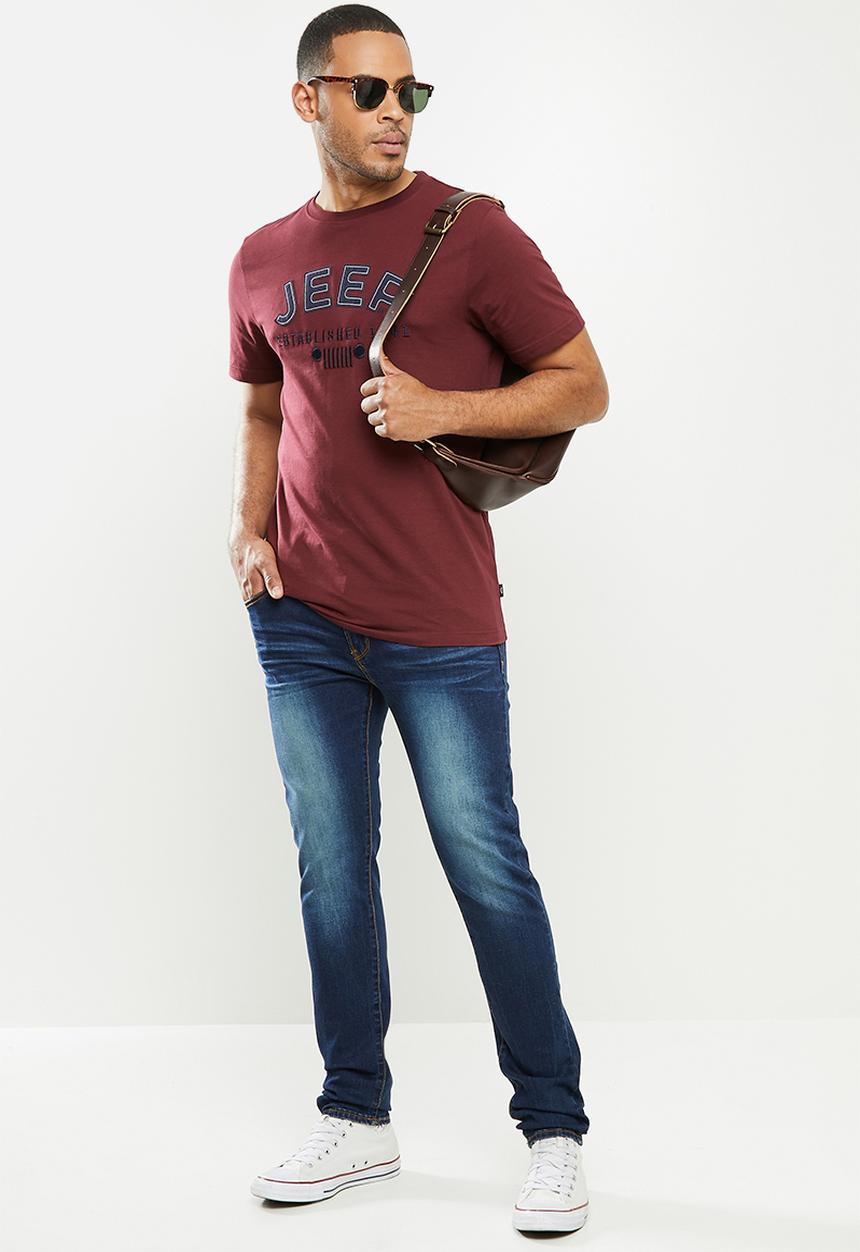 JEEP - Men's logo short sleeve tee - burgundy 