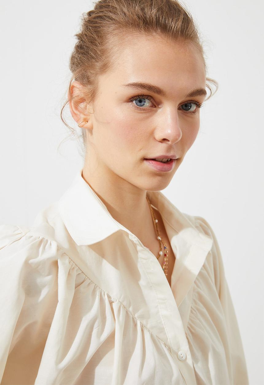 Trendyol - Beyaz balloon sleeves shirt - white