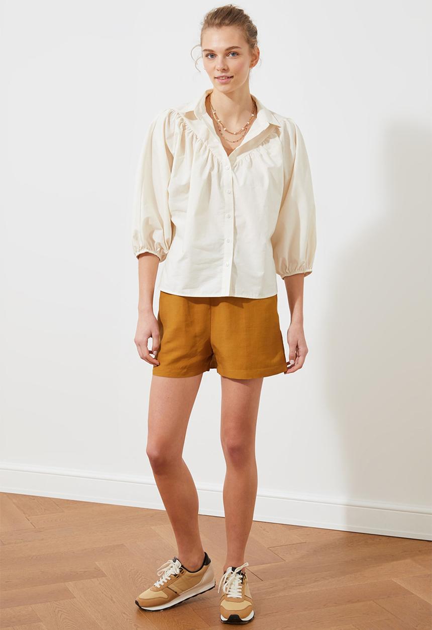 Trendyol - Beyaz balloon sleeves shirt - white