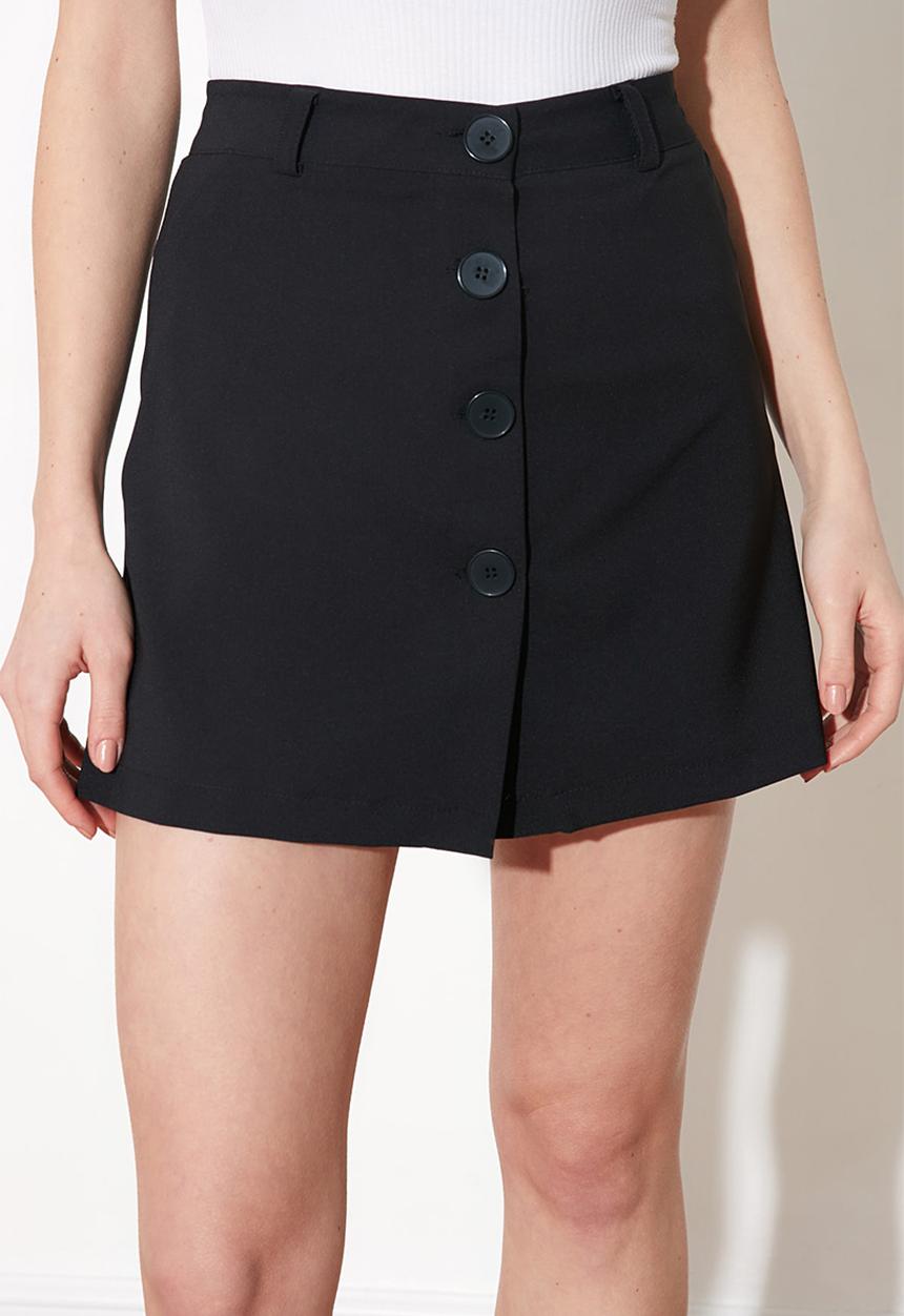 Trendyol - Buttoned short skirt - black