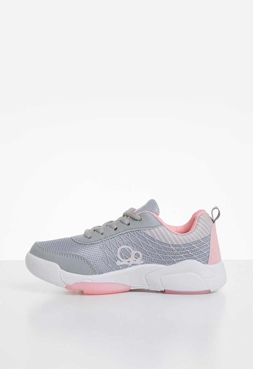 Pop Candy - Lace-up girls trainers - grey & pink