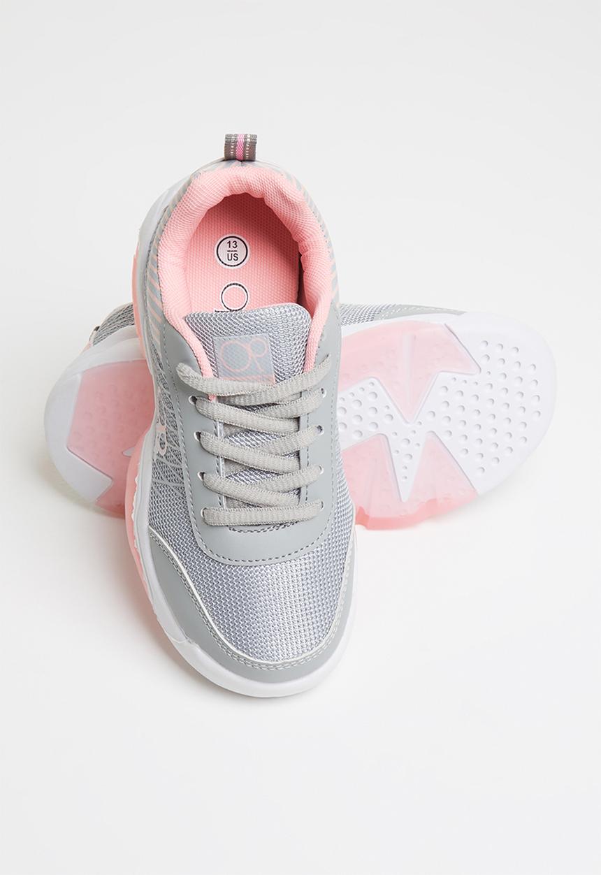 Pop Candy - Lace-up girls trainers - grey & pink