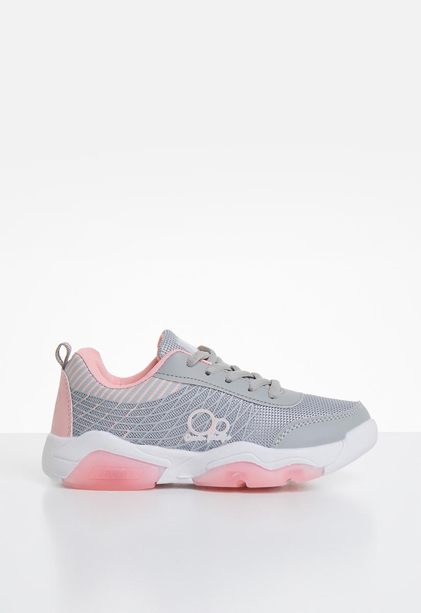 Pop Candy - Lace-up girls trainers - grey & pink