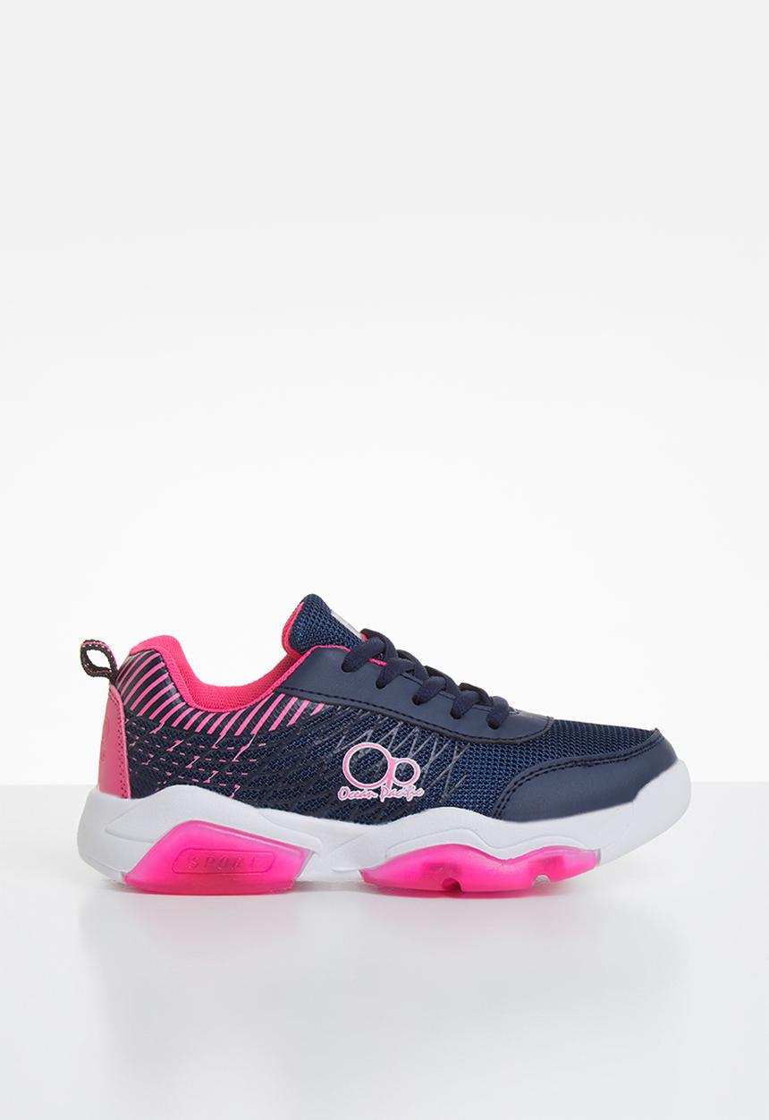 Pop Candy - Lace-up girls trainer - navy & pink