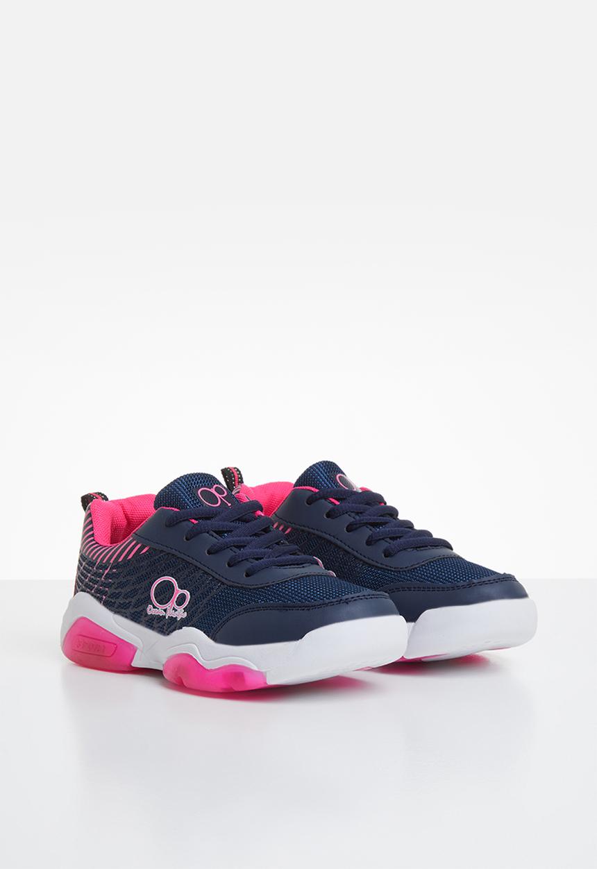 Pop Candy - Lace-up girls trainer - navy & pink