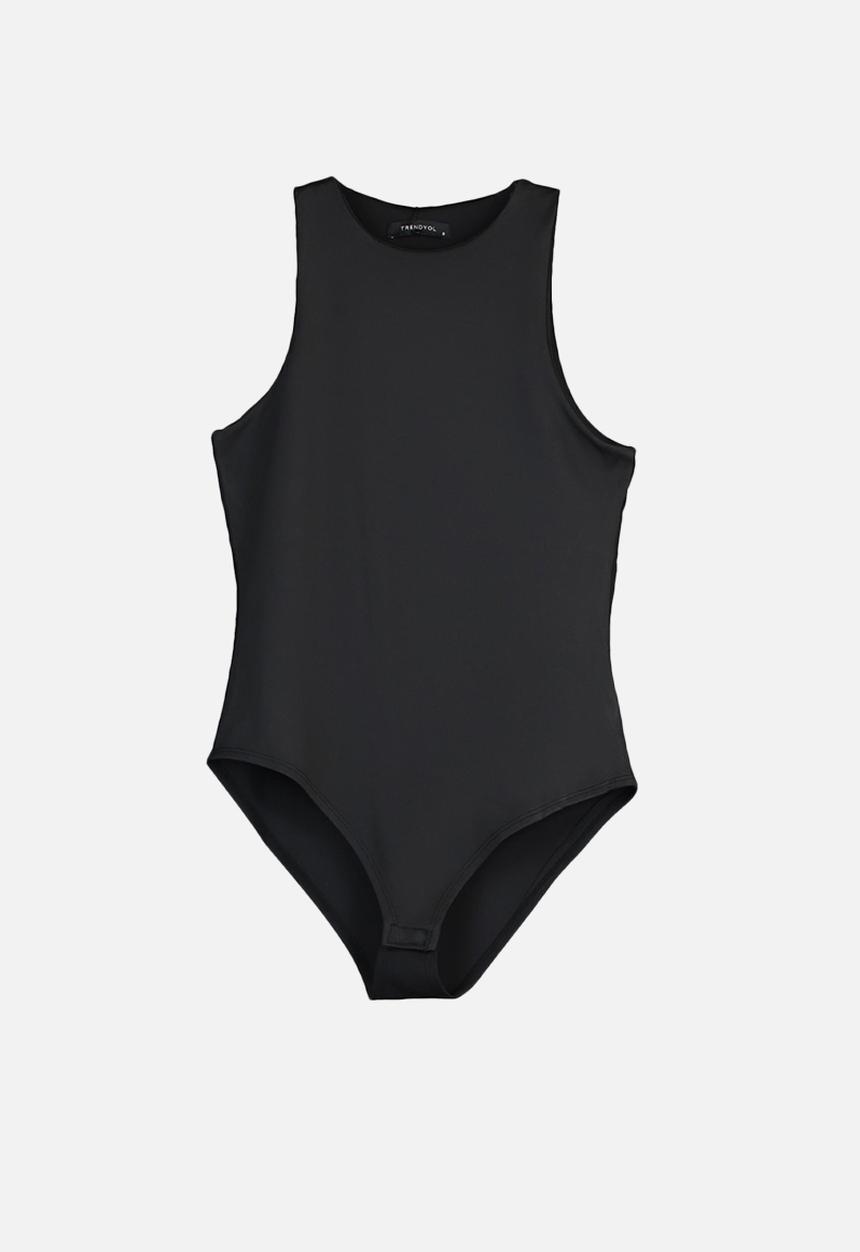 Trendyol - Siyah snap fastener knitted body - black
