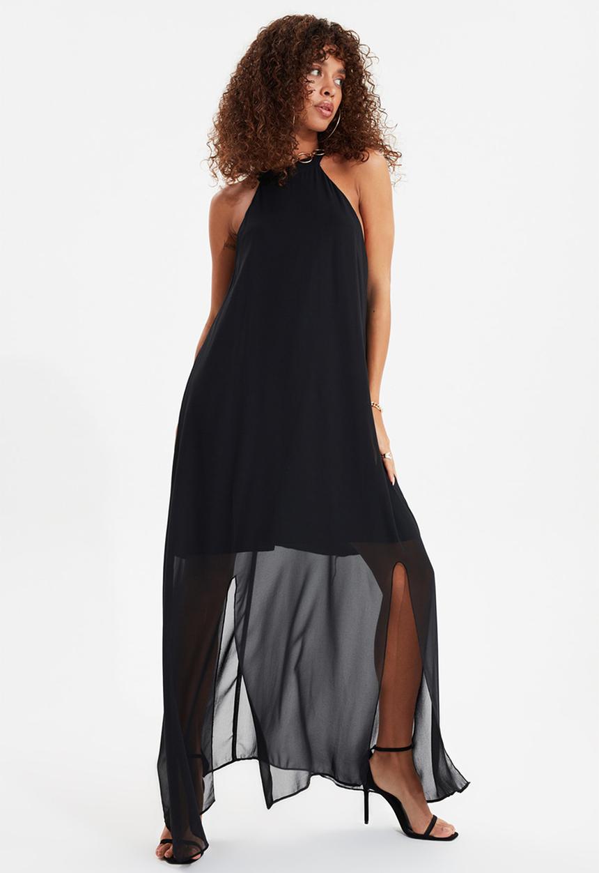 Trendyol - Siyah slit dress - black