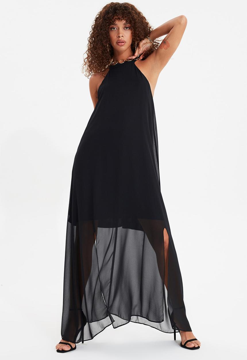 Trendyol - Siyah slit dress - black