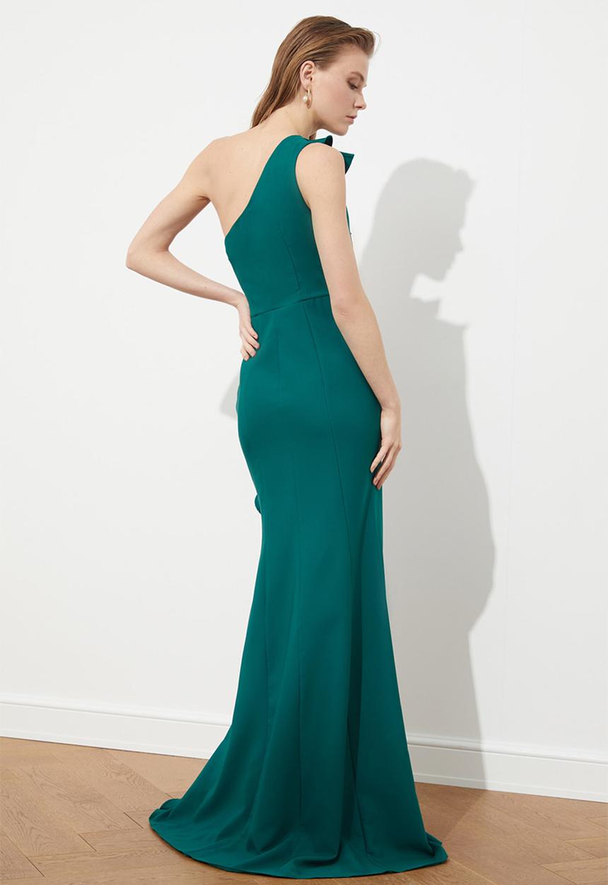 Trendyol - Ruffle detailed evening dress - emerald green