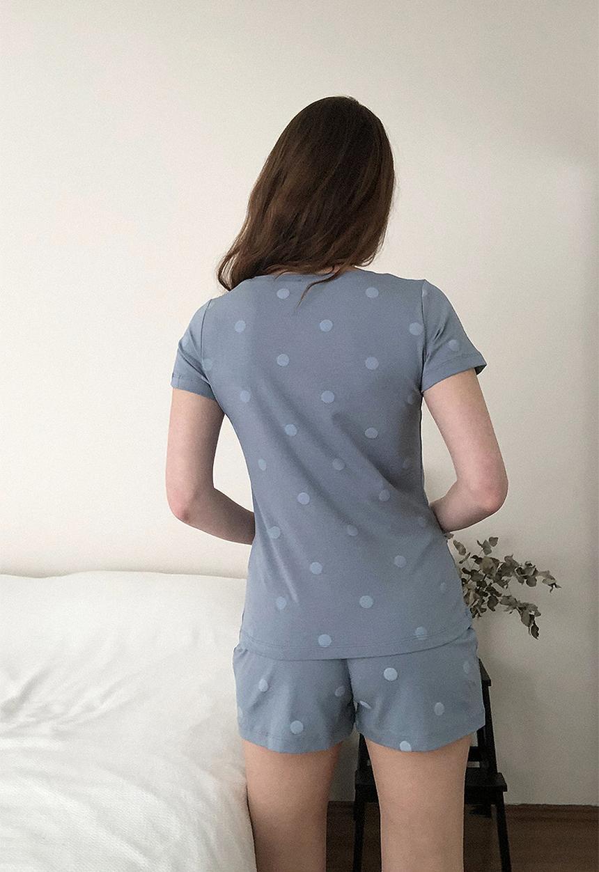 Trendyol - Polka dot short pajamas set - blue