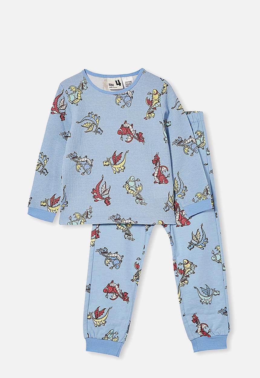 Cotton On - Noah long sleeve pyjama set - frosty blue