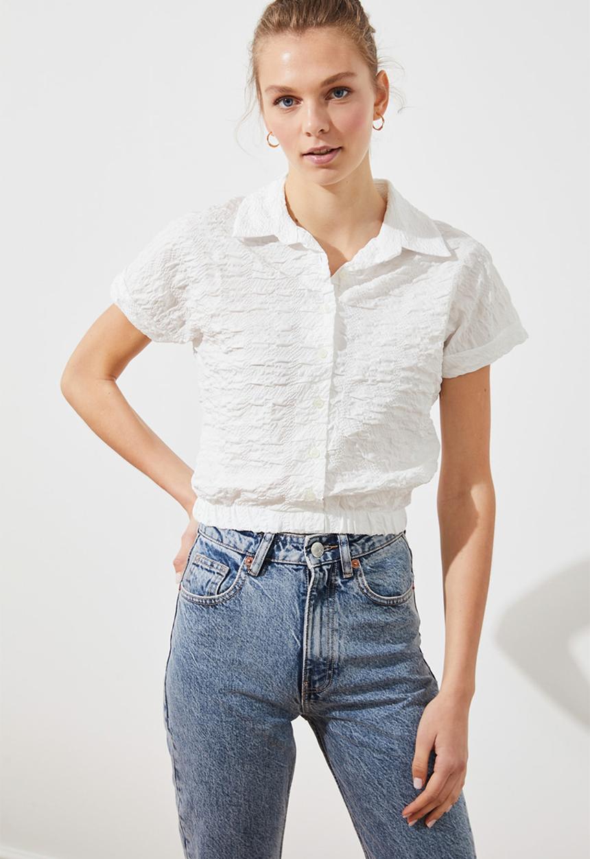Trendyol - Short sleeve shirt - white