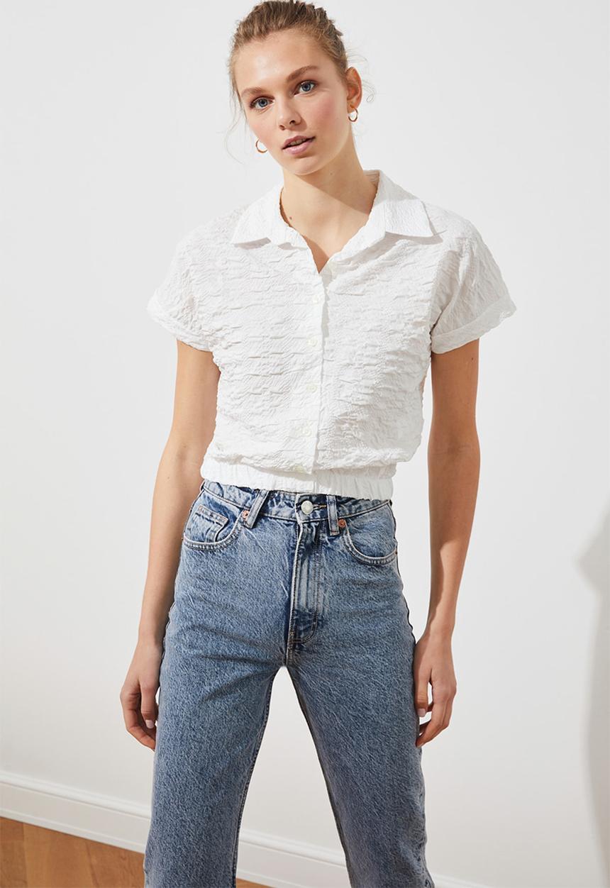 Trendyol - Short sleeve shirt - white
