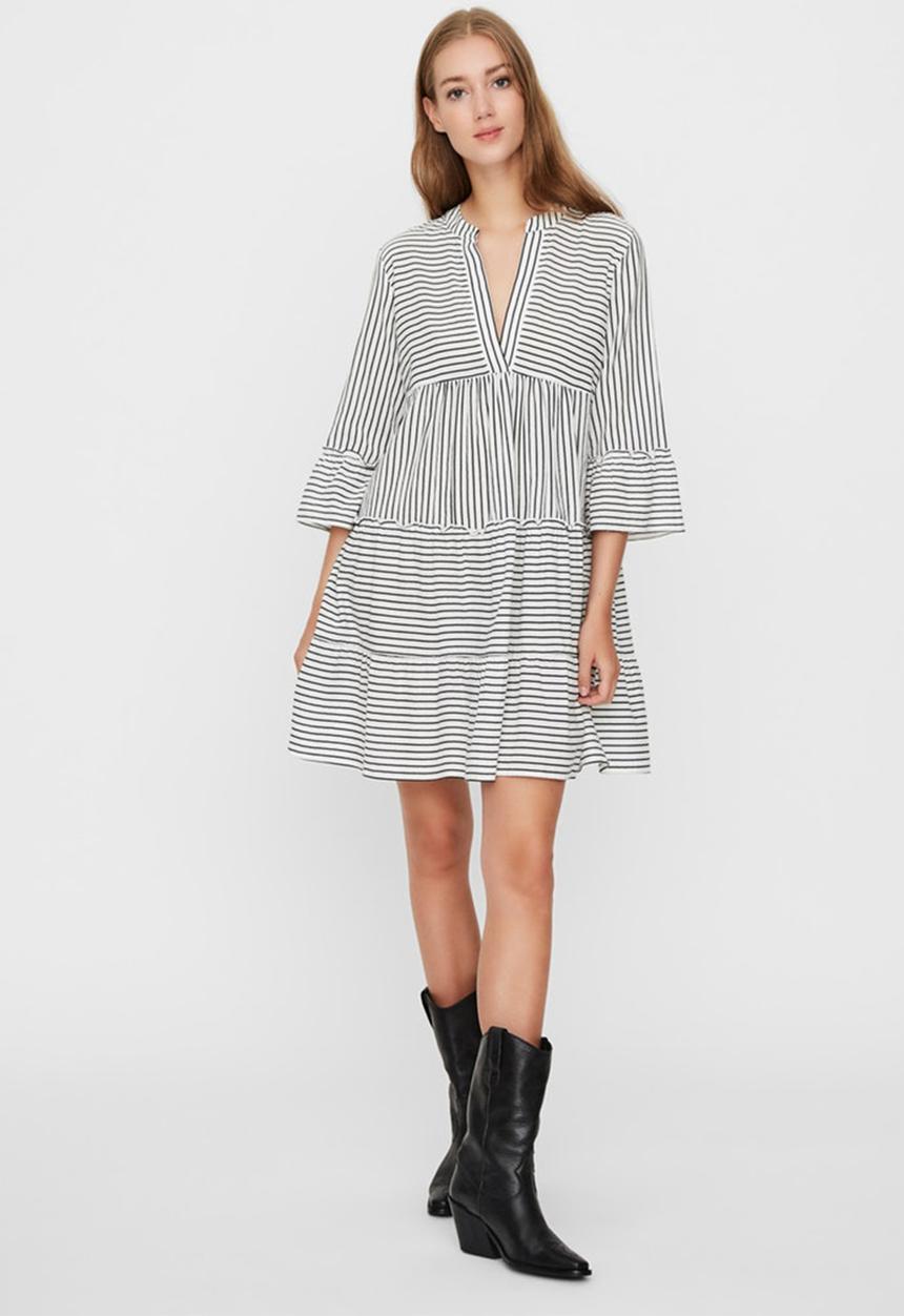 Vero Moda - Heli 3/4 short dress - white & black