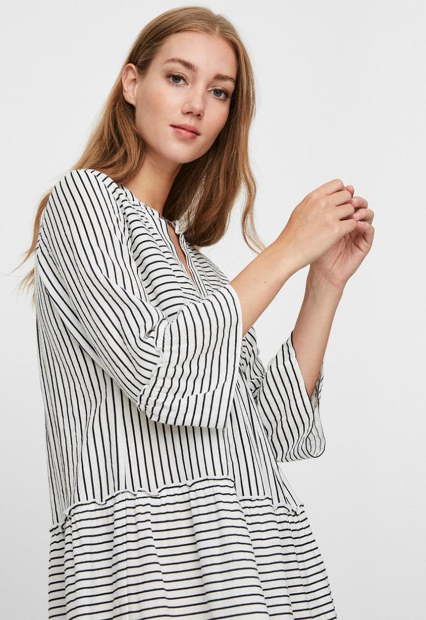 Vero Moda - Heli 3/4 short dress - white & black