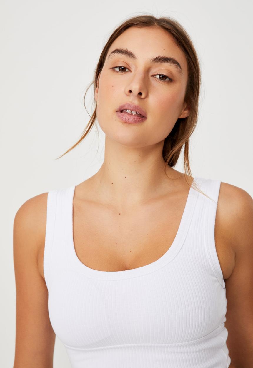 Cotton On - Rib texture vestlette - white