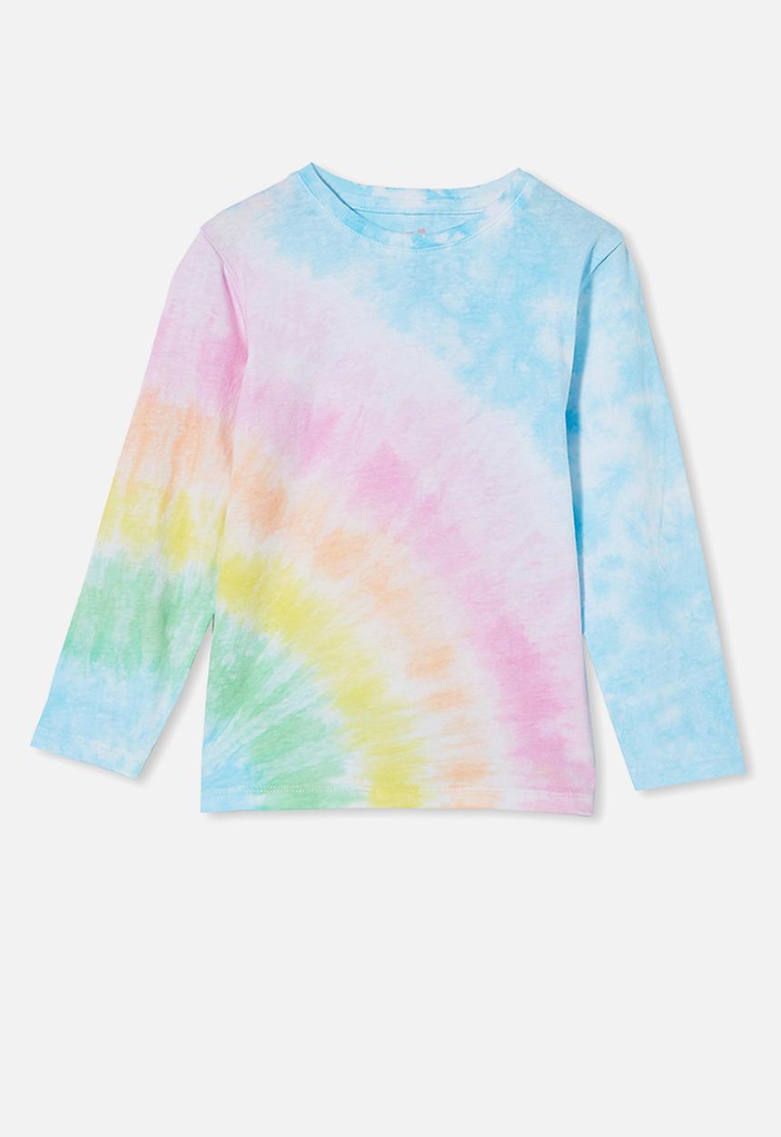 Cotton On - Stevie long sleeve embellished tee - rainbow tie dye