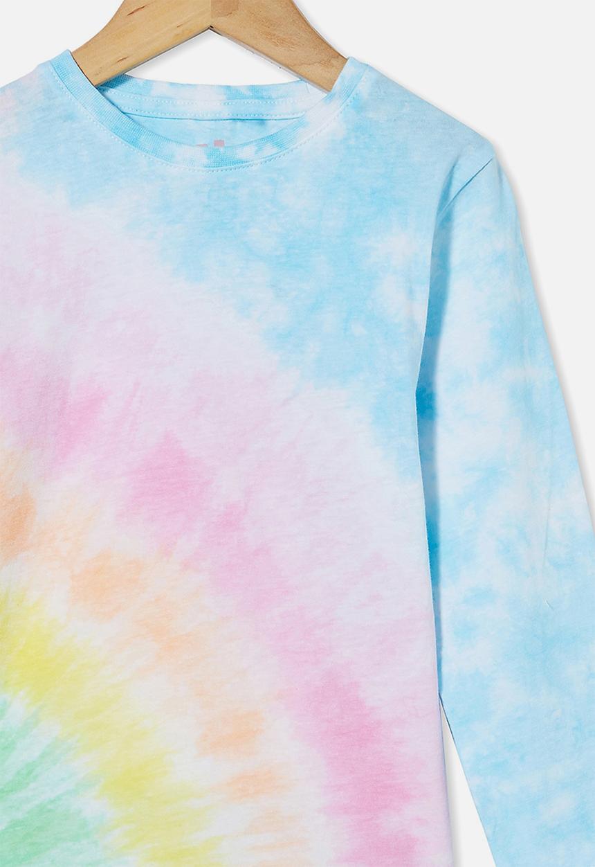 Cotton On - Stevie long sleeve embellished tee - rainbow tie dye