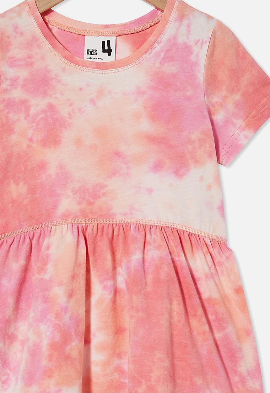 Cotton On - Freya short sleeve dress - musk melon tie dye
