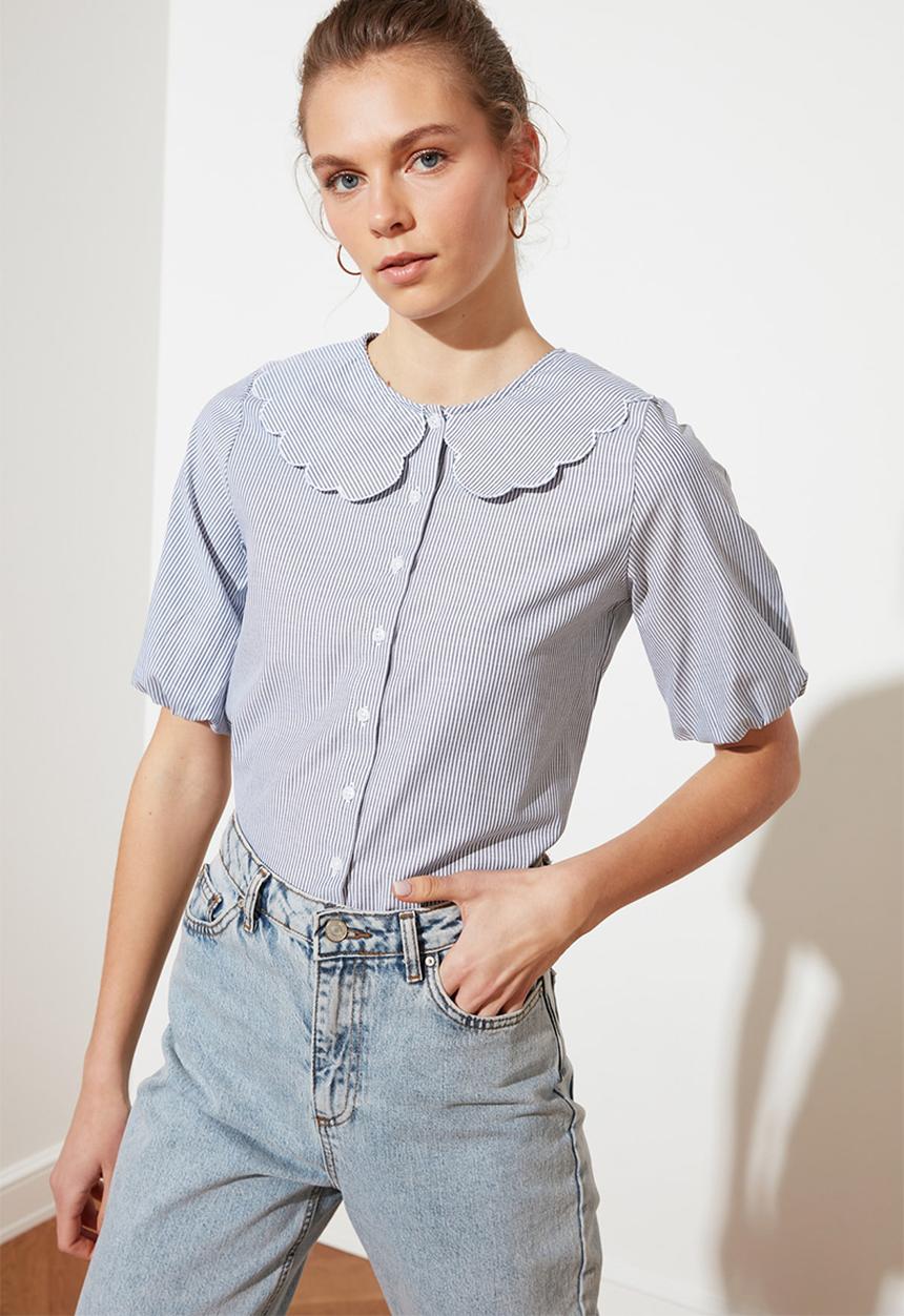 Trendyol - Mavi collar detailed shirt - blue