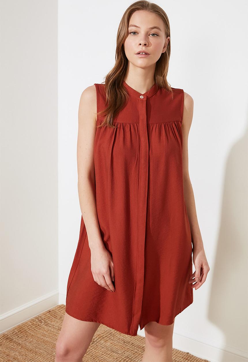 Trendyol - High neck dress - burnt orange 