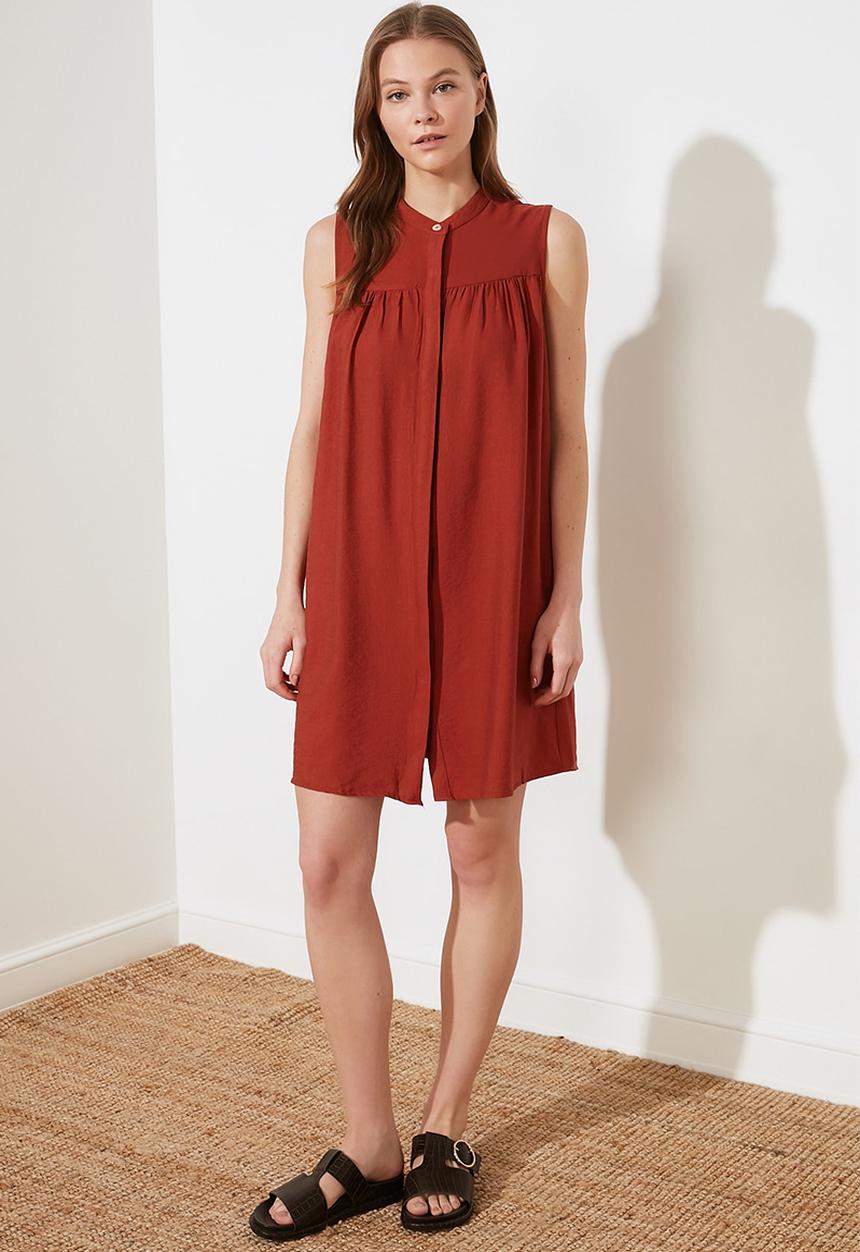 Trendyol - High neck dress - burnt orange 