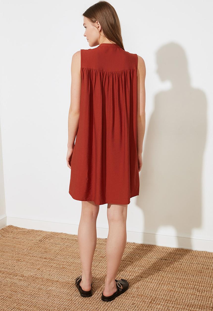 Trendyol - High neck dress - burnt orange 