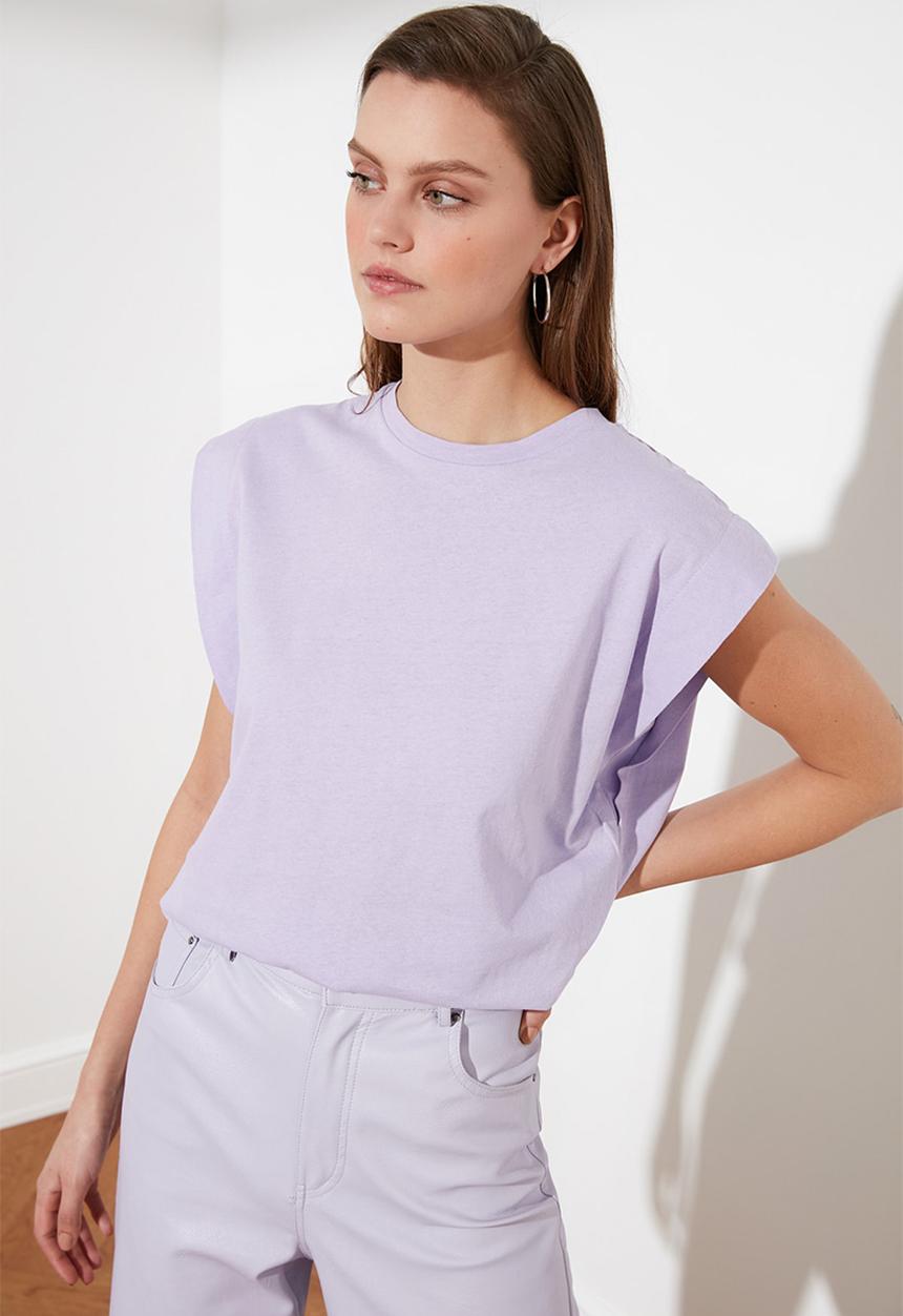 Trendyol - Sleeveless Basic Knit T-Shirt - Lilac