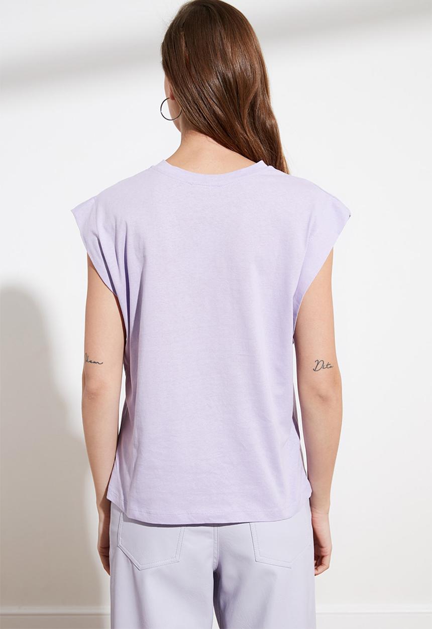 Trendyol - Sleeveless Basic Knit T-Shirt - Lilac