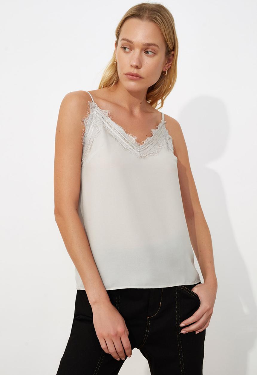 Trendyol - Gri lace detailed cami - grey