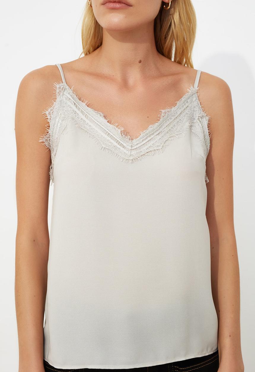 Trendyol - Gri lace detailed cami - grey