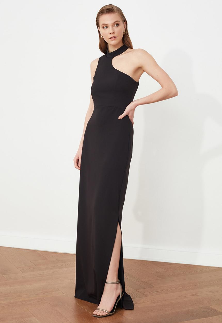 Trendyol - Neck detailed evening dress - black