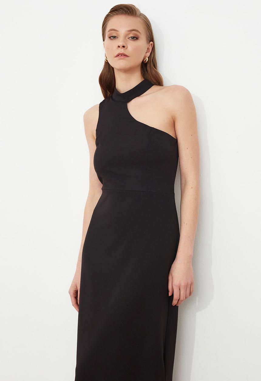 Trendyol - Neck detailed evening dress - black