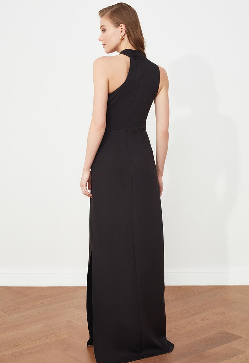 Trendyol - Neck detailed evening dress - black