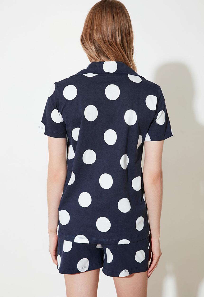 Trendyol - Polka dot knitted pajamas set - navy