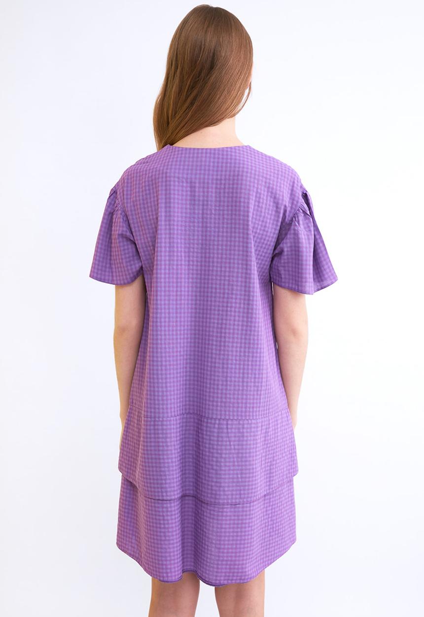 Trendyol - Checkered ruffle wide cut dress - purple